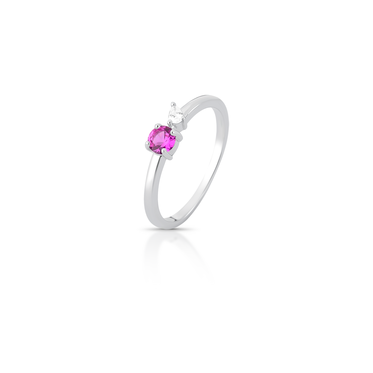 Anel de Prata com Cristal Rosa