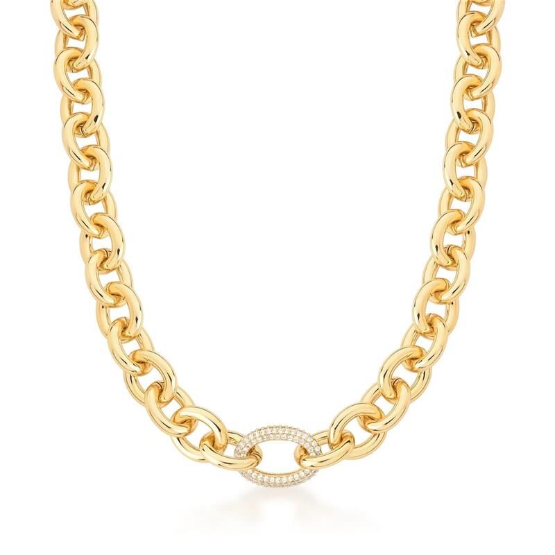 Colar Elos Dourado com Zircônias