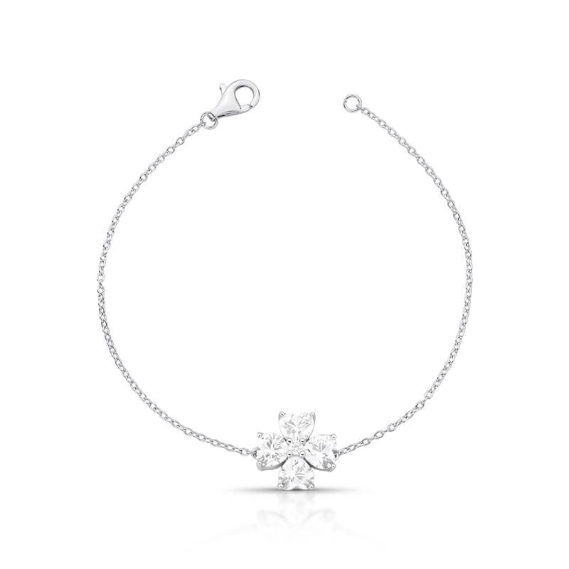 Pulseira Prata Flor em Cristais Incolor