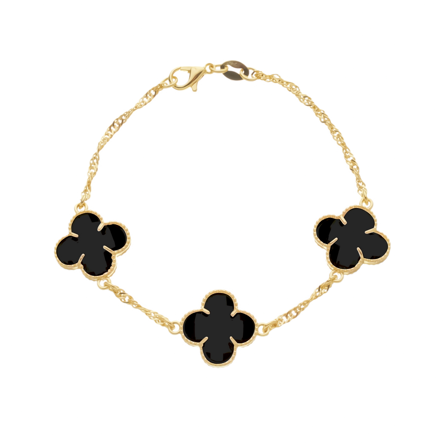 Pulseira Alhambra Trevos Preta Zircônia