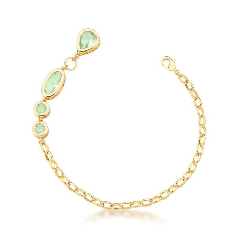 Pulseira Jasmin Verde em ouro 18k, semijoia antialérgica com cristal. Elegância em semijoias de alta qualidade.