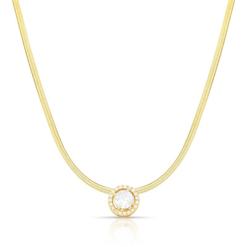 Choker com Cristal Redondo e Zircônias