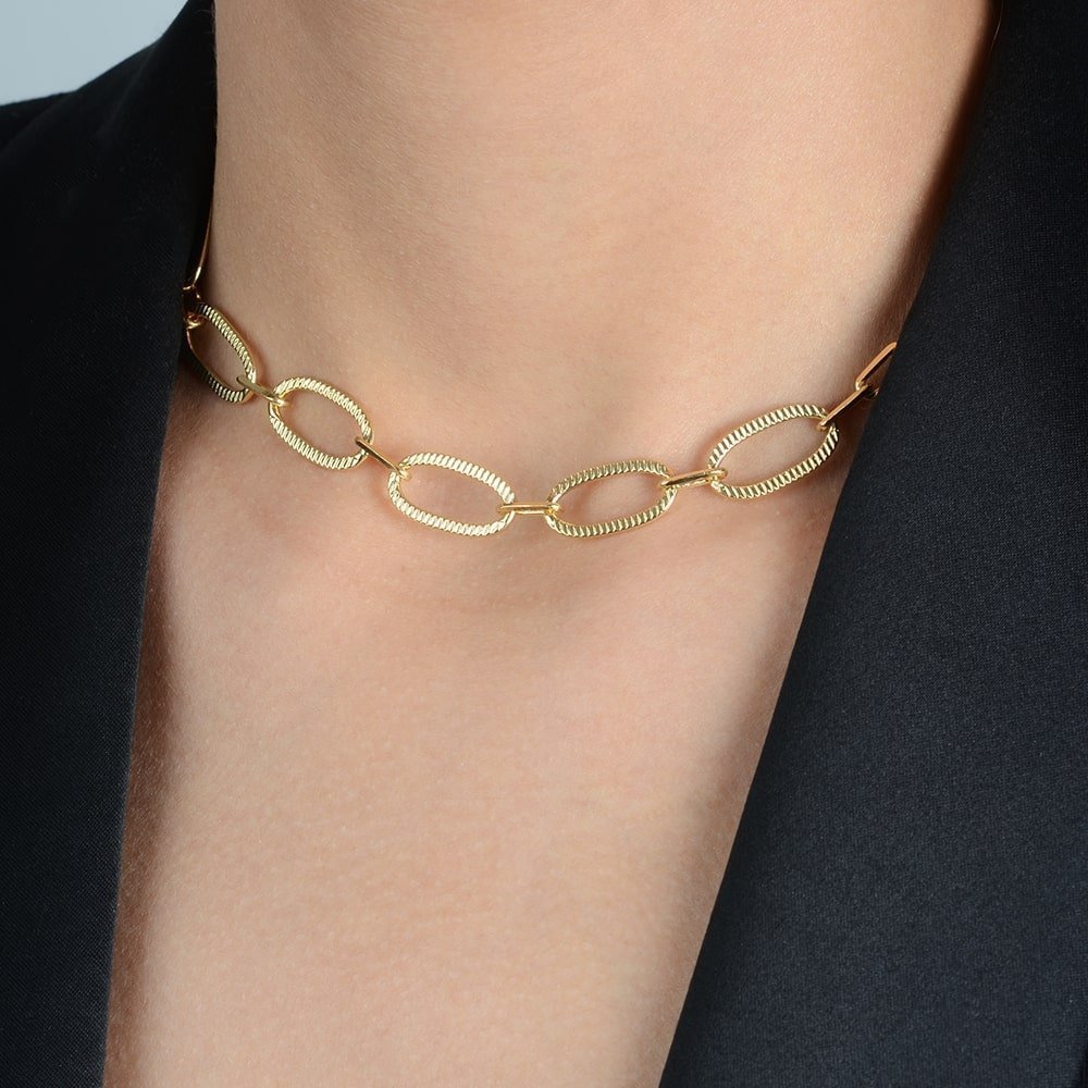 Choker dourada Cartier com extensor, semijoia de alta qualidade em 24K, tecnologia antialérgica, 45+8cm, brasil.