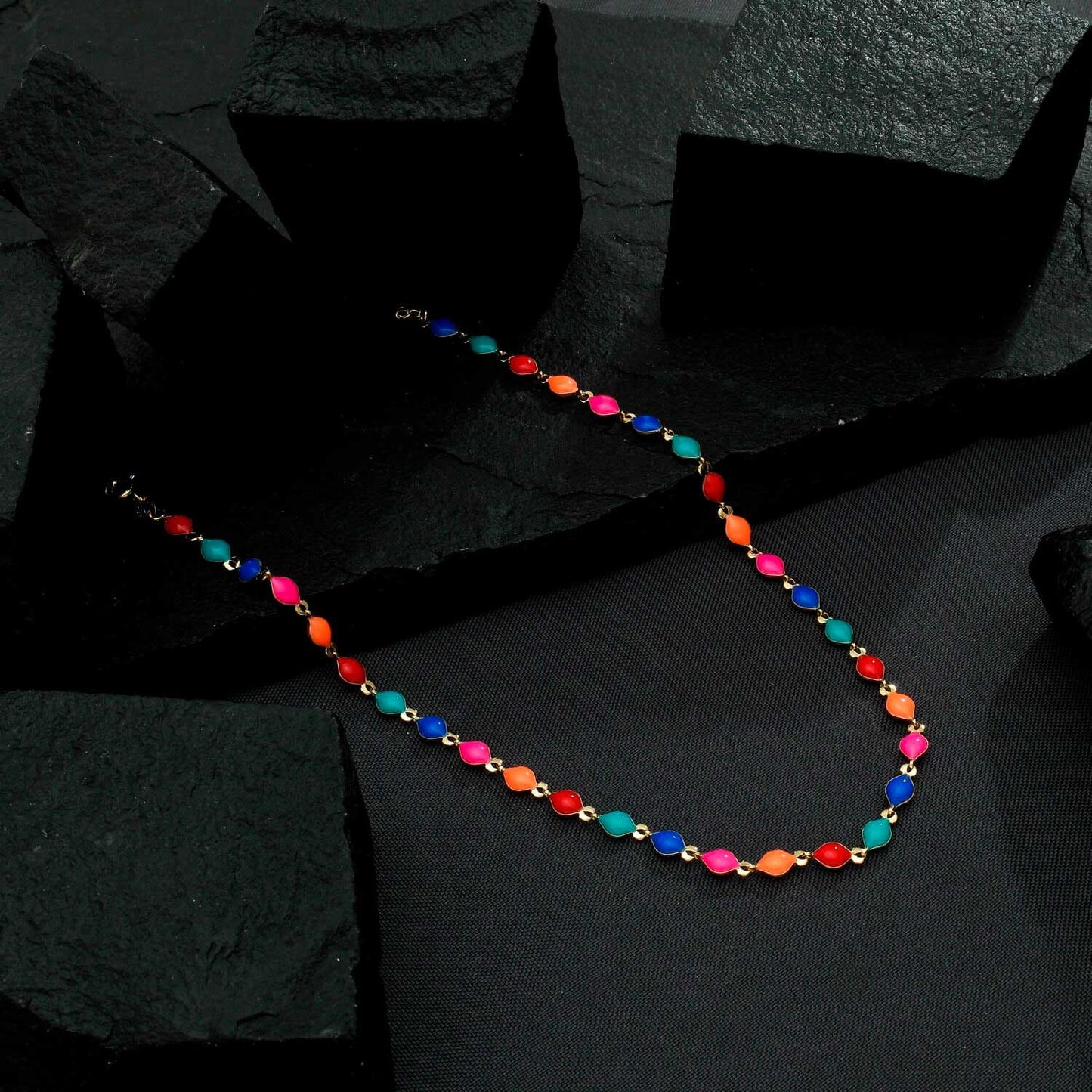 Choker dourada colorida com extensor, semijoia antialérgica de alta qualidade em 18k e 24k, espessura 0,5cm, tamanho 35+8cm.