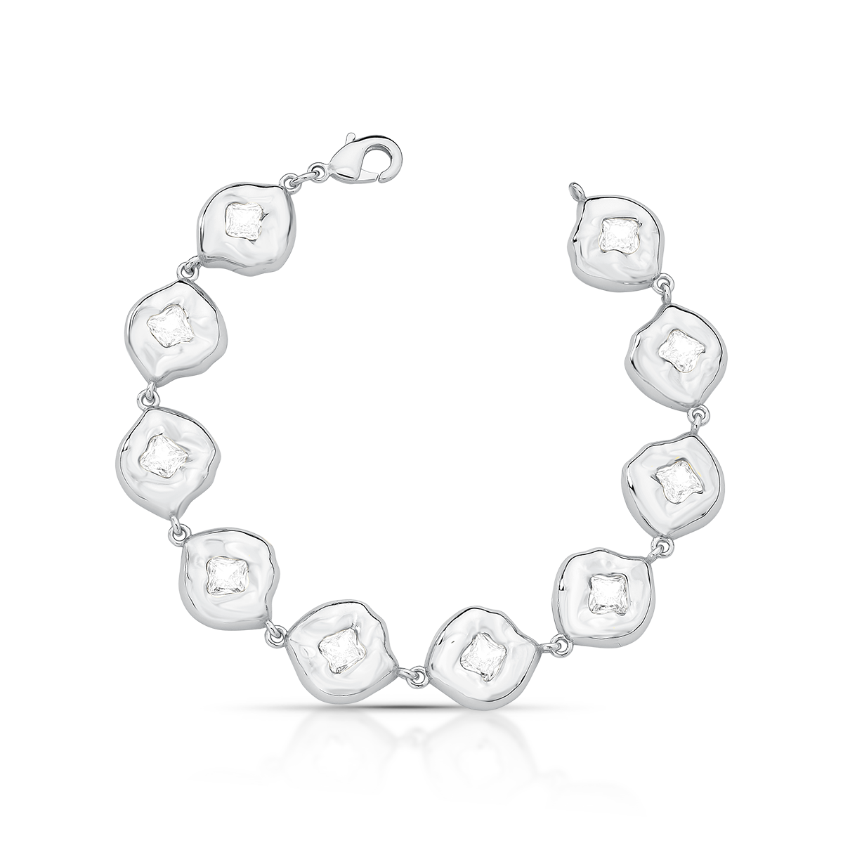 Pulseira Ródio Losangos em Cristais