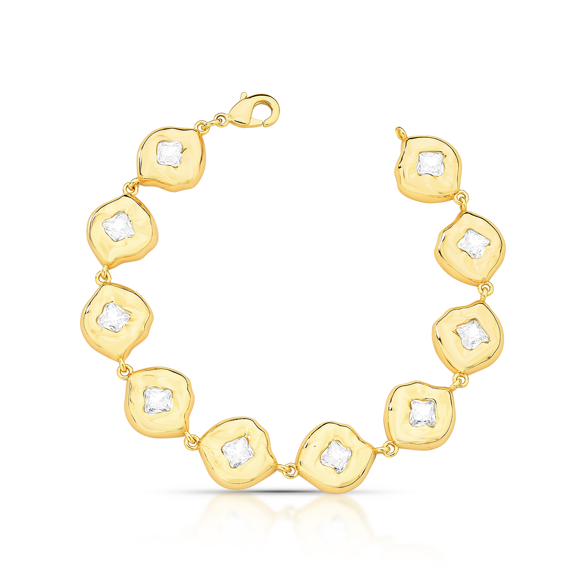 Pulseira Dourada Losangos em Cristais