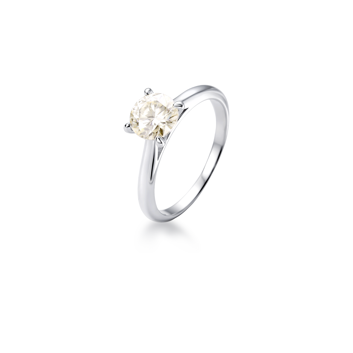 Anel Prata Solitário com Pedra Moissanite
