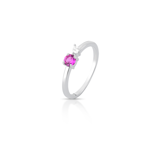 Anel de Prata com Cristal Rosa