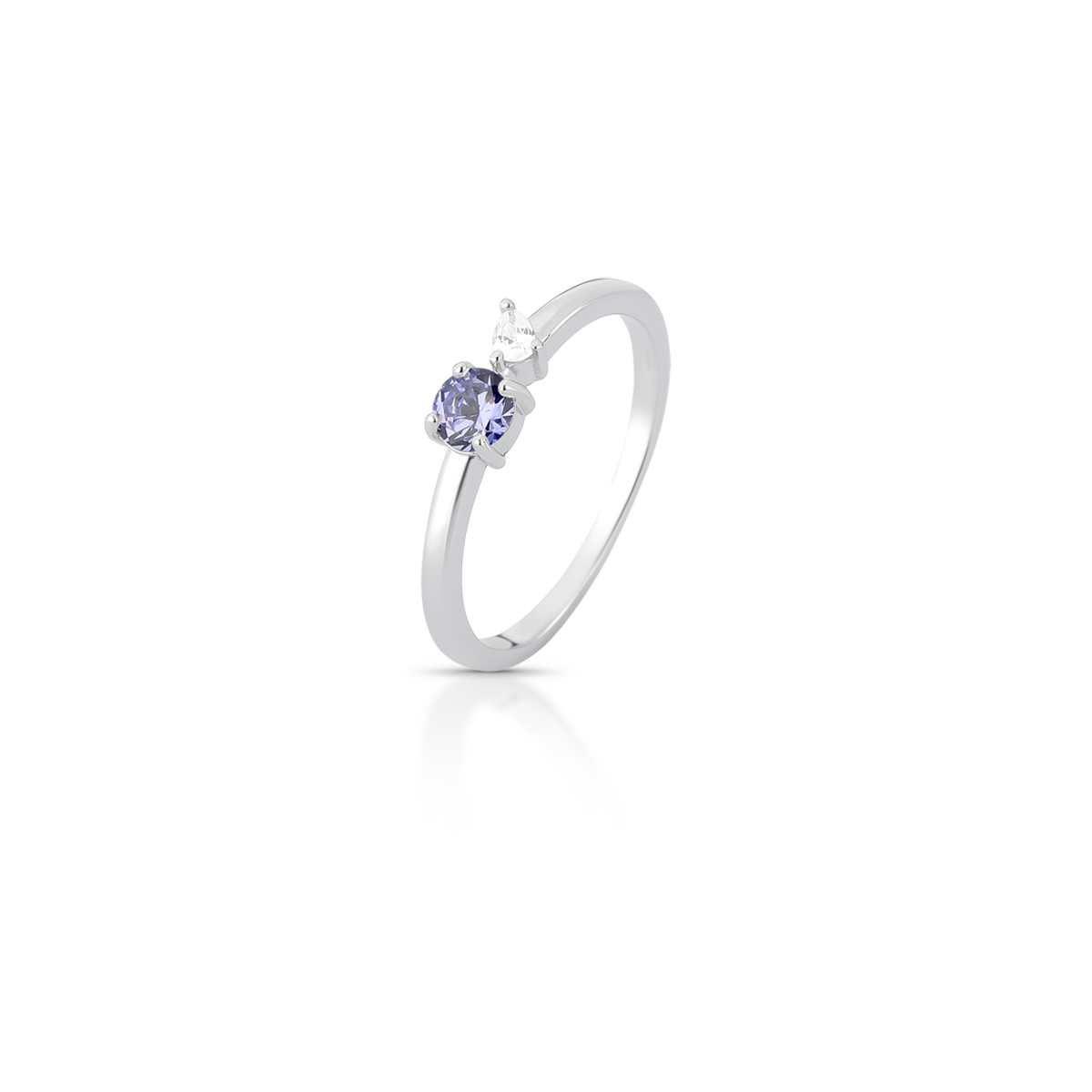 Anel de Prata com Cristal Roxo