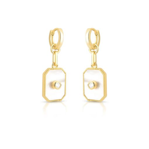 Brincos Brinco Aura Madre com cristal e madrepérola, banho dourado. Semijoias de alta qualidade em 18k e 24k antialérgicas.