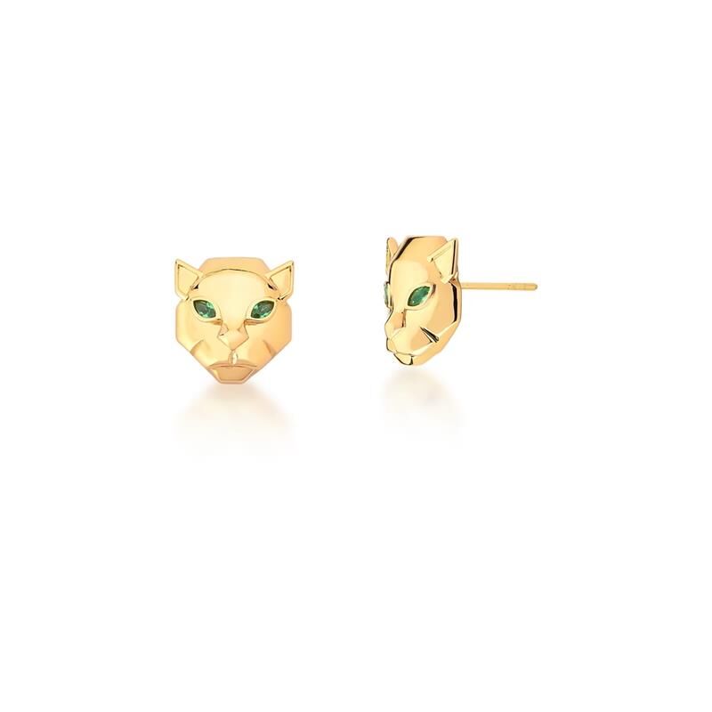 Brinco Leo Dourado com pedra de zircônia, semijoias de alta qualidade, banho dourado, 18k e 24k, antialérgicas para conforto.