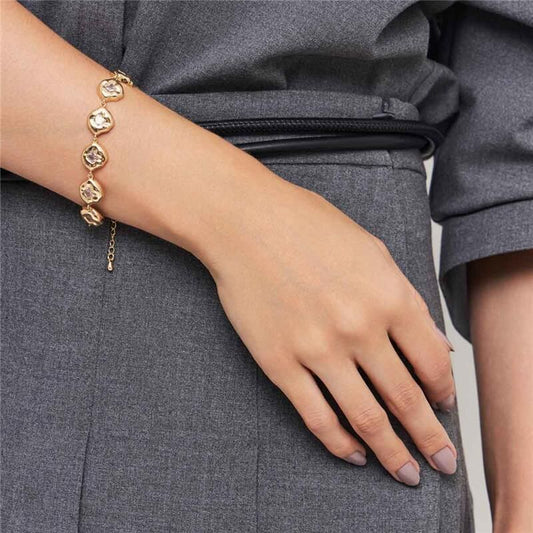 Pulseira Dourada Losangos em Cristais