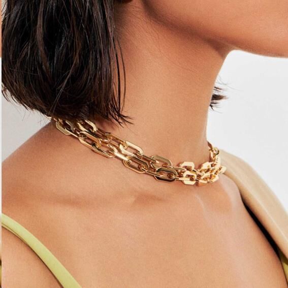 Colar Bold Link dourado, 80cm, semijoia antialérgica de alta qualidade em 18k e 24k, estilo elegante e moderno.