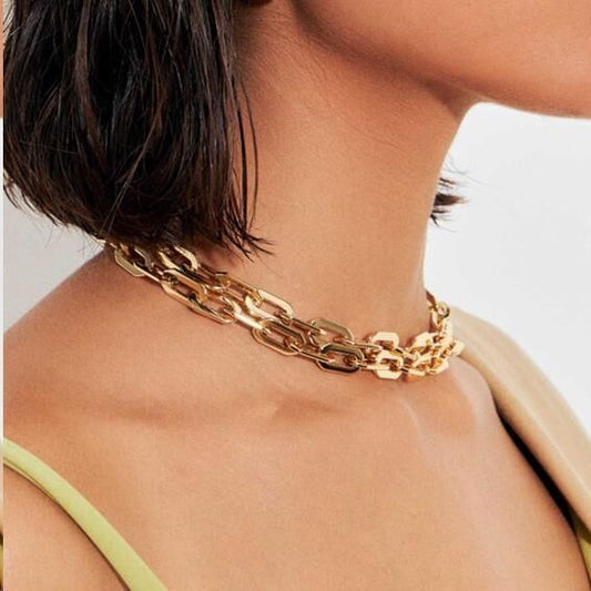 Colar Bold Link dourado, 80cm, semijoia antialérgica de alta qualidade em 18k e 24k, estilo elegante e moderno.