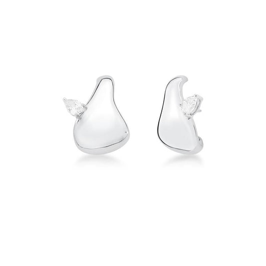 Brinco Ear Hook Ródio com Cristal