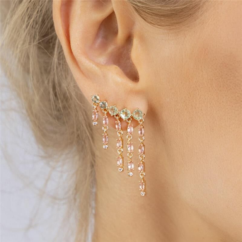 Brinco Ear Cuff Zircônias Coloridas