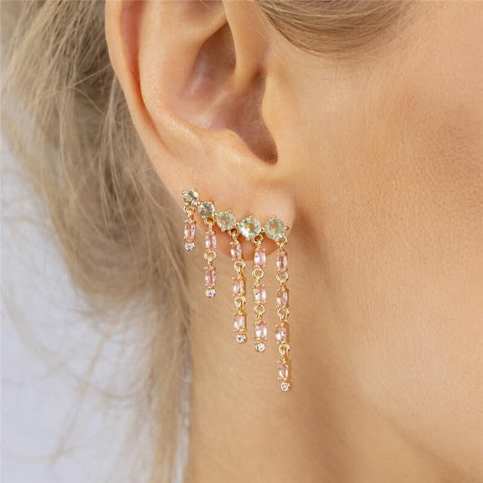 Brinco Ear Cuff Zircônias Coloridas