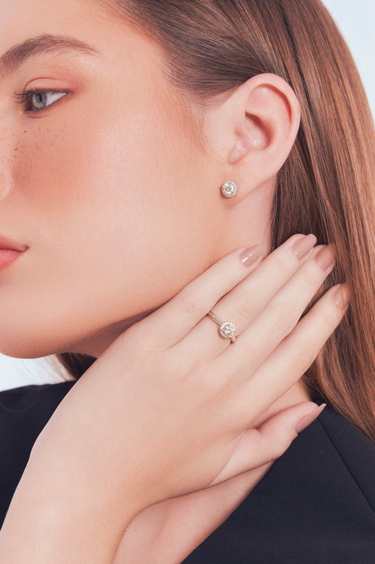 Brinco Prata com Pedra Moissanite e Zircônias