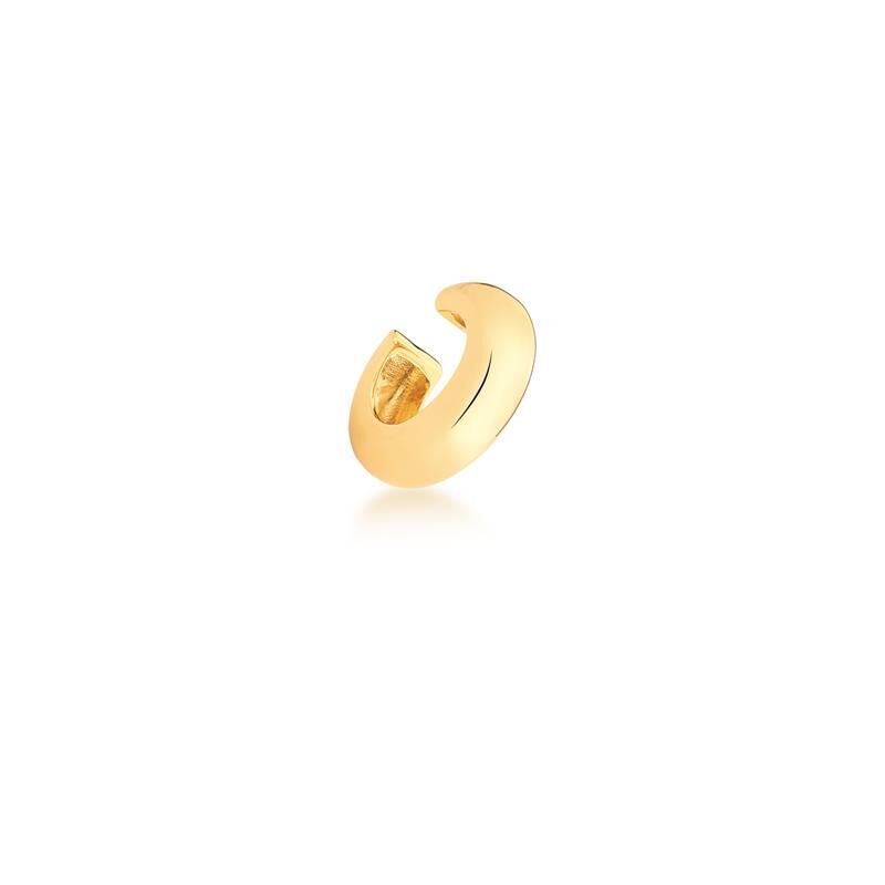 Piercing em formato de tubo dourado, 24mm de altura, tecnologia antialérgica. Semijoias 18k e 24k de qualidade.
