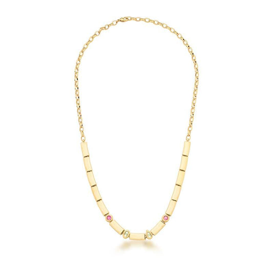 Colar Prisma Geo dourado de 50cm com tecnologia antialérgica, semijoia 18k de alta qualidade. Peso 17g. Semijoias antialergicas.