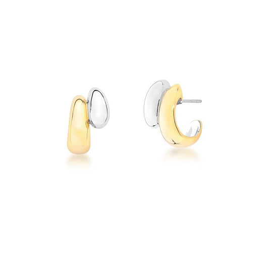 Argola Duo Fluxo, semijoias de alta qualidade, material antialérgico dourado 18k e 24k, altura de 2,2cm, largura de 1,3cm.