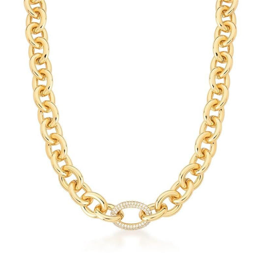 Colar Elos Dourado com Zircônias