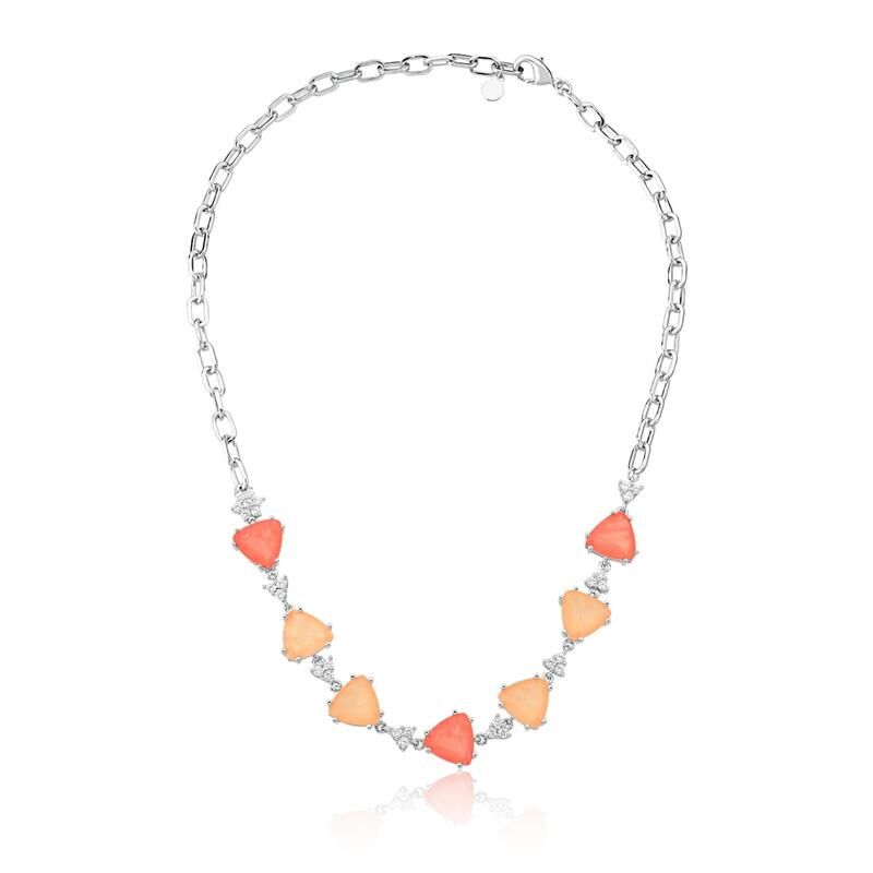 Colar Solara semijoia com zircônia, cristal e turmalina, comprimento 40cm, antialérgico, banho ródio, alta qualidade 18k 24k.