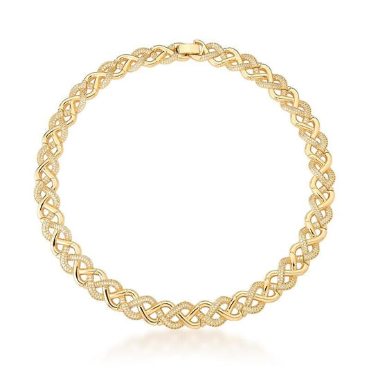 Choker Trix com zircônia, semijoias de alta qualidade, material antialérgico em ouro 18k e 24k, design elegante e dourado.