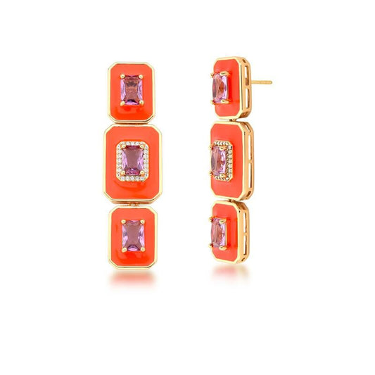 Brinco Amatta Trio dourado, semijoia de alta qualidade com tecnologia antialérgica em material 18k e 24k, design elegante.