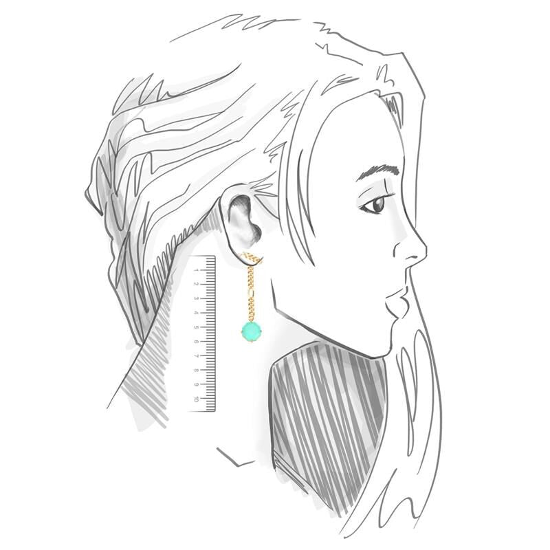 Ilustração de brinco Brinco Turmalina Danúbia dourado, com cristal e zircônia, destacando seu design em semijoias antialérgicas de alta qualidade.
