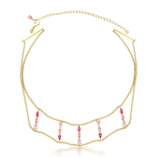 Choker Delicatta em semijoia dourada com cristais, material antialérgico em 18k e 24k, elegância e alta qualidade brasileira.
