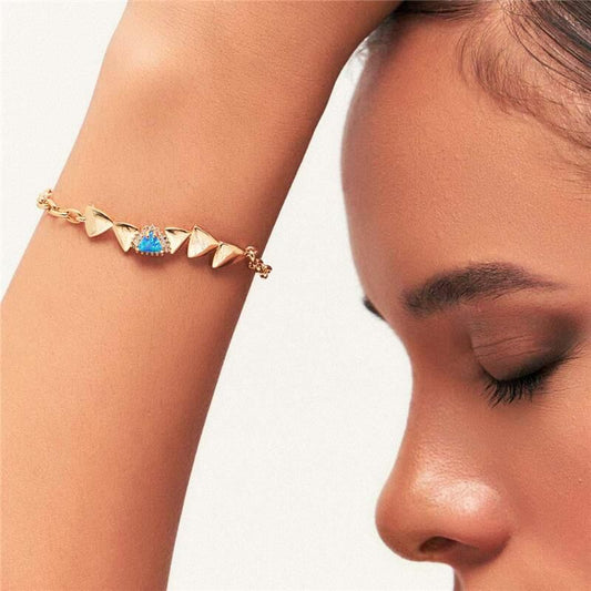 Pulseira Zuri Triad dourada com cristal e zircônia, semijoia antialérgica de qualidade 18k e 24k, 5,90g, 18cm.