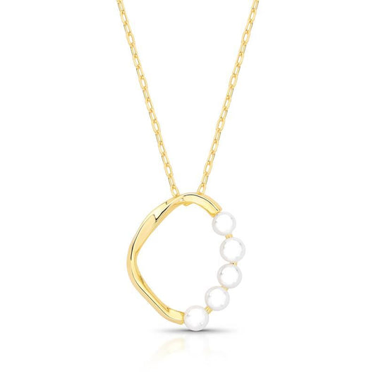 Colar Perla Flow com pingente de pérola shell, semi joias antialérgica banhadas a ouro 18k e 24k de alta qualidade, 45cm, 6,84g.