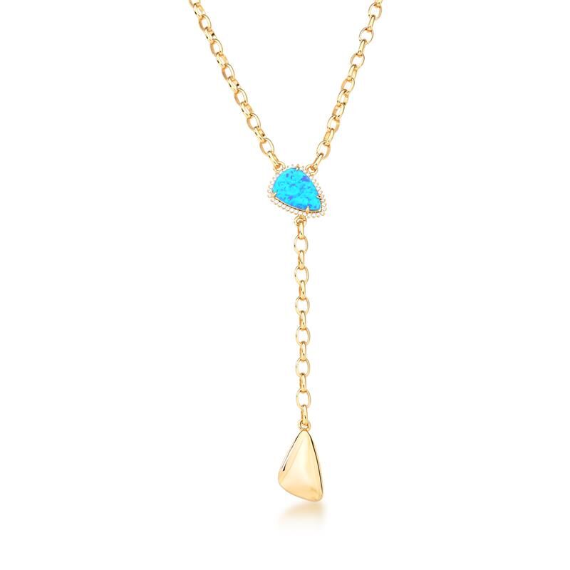 Colar Zuri Gravata dourado com cristal e zircônia, comprimento de 50cm. Semijoia antialérgica 18k de alta qualidade.