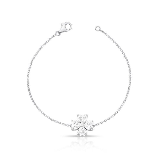Pulseira Prata Flor em Cristais Incolor