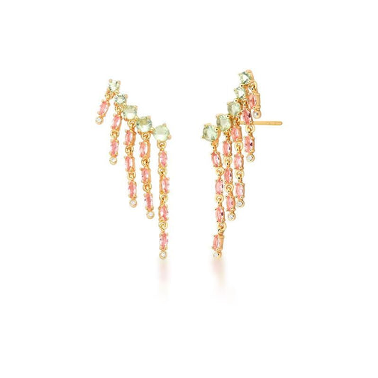 Brinco Ear Cuff Zircônias Coloridas