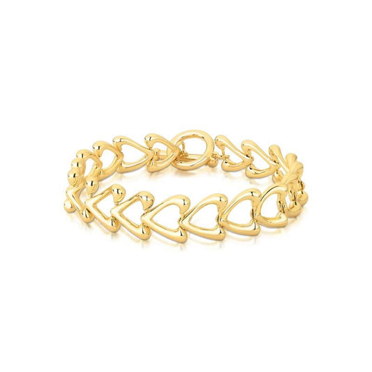 Pulseira Elos de Amor em ouro 18k, semijoia antialérgica e de alta qualidade, acabamento liso, 20cm, banho dourado.