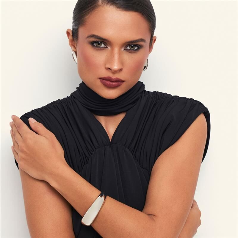 Bracelete Abaulado em Ródio