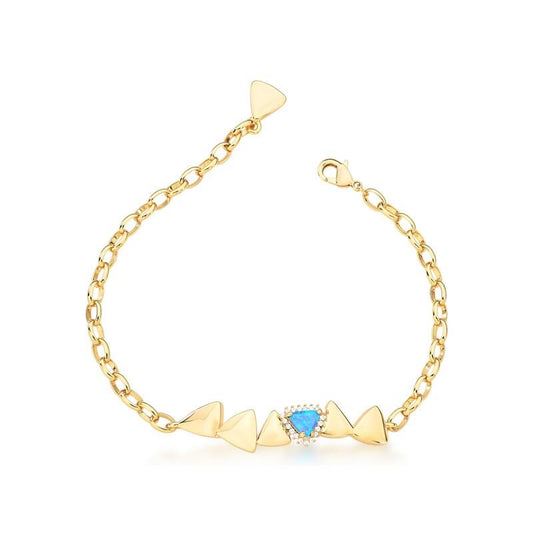 Pulseira Zuri Triad com cristal e zircônia, 18cm, 5,90g, banho dourado antialérgico. Semijoias antialergicas de qualidade 18k e 24k.