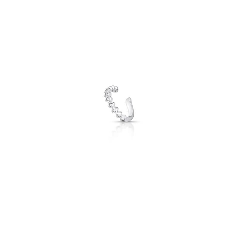 Piercing de zircônias losangular em ródio, semijoias antialérgicas de qualidade 18k e 24k, peso 0,83g, altura 1.4cm, largura 1.5cm.