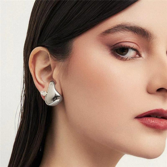 Brinco Ear Hook Ródio com Cristal