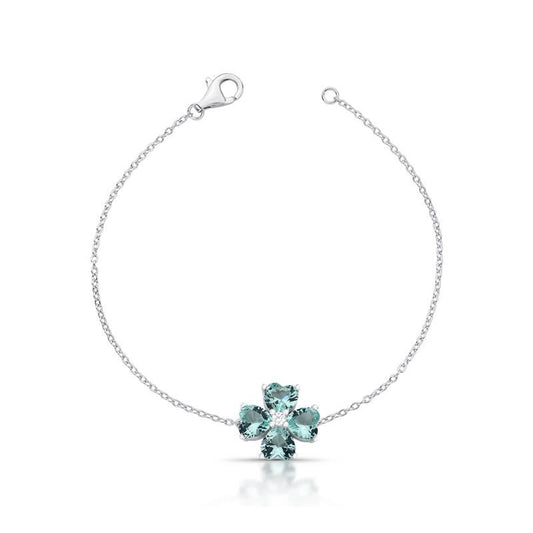 Pulseira Prata Flor em Cristais Verde