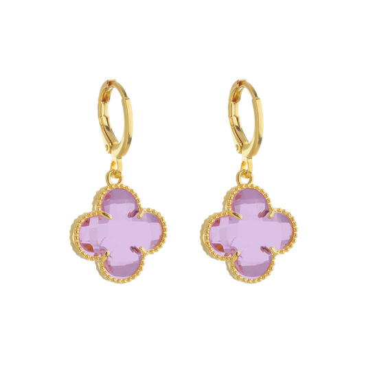 Brinco Alhambra Trevo em Zircônia Rosa