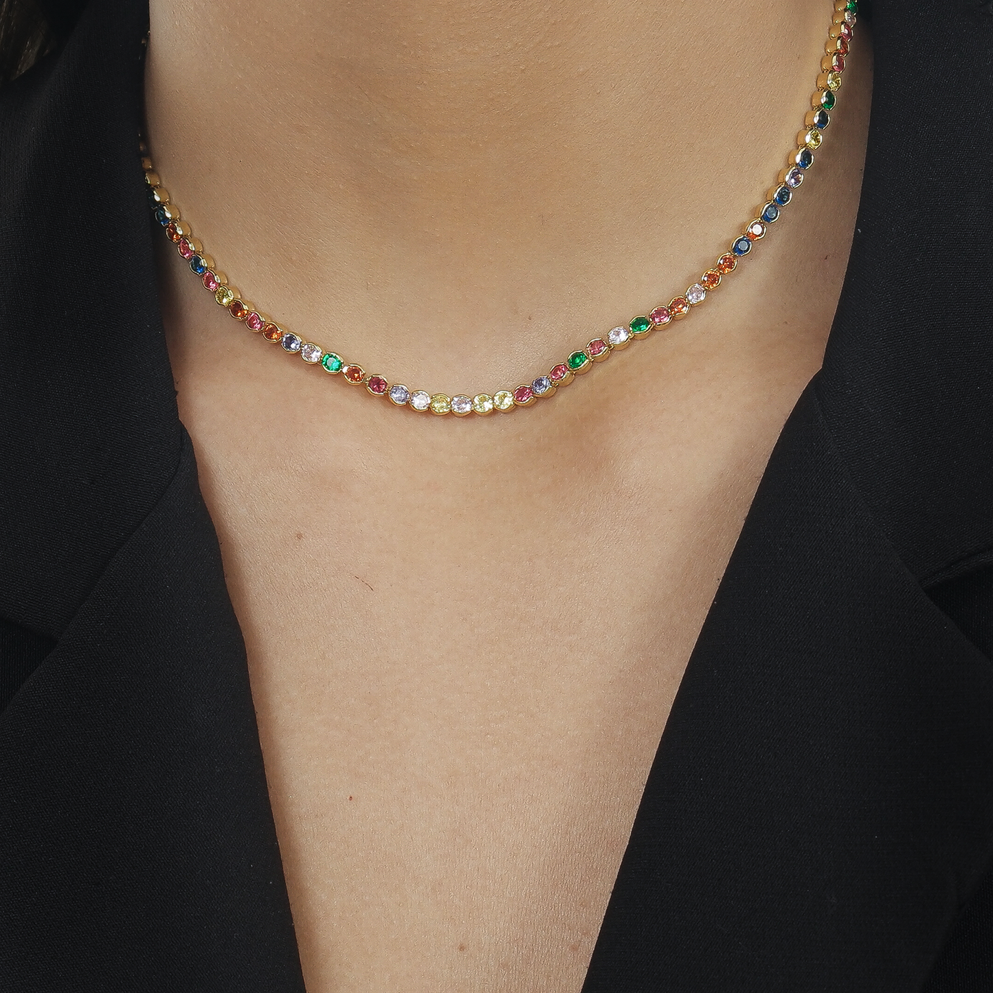 Choker Riviera Pedras Coloridas