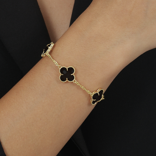Pulseira Alhambra Trevos Preta Zircônia