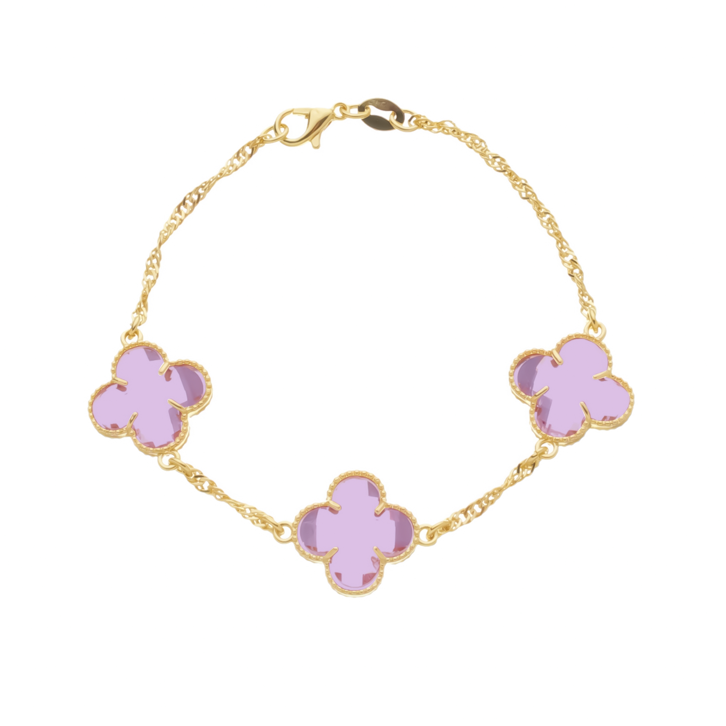 Pulseira Alhambra Trevos Rosa Zircônia