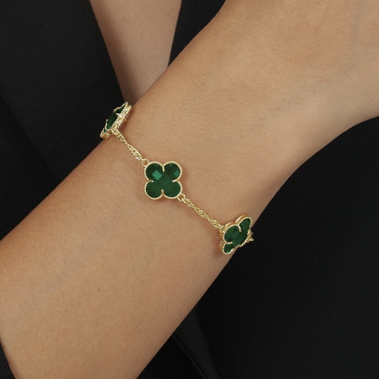 Pulseira Alhambra Trevos Verde Zircônia