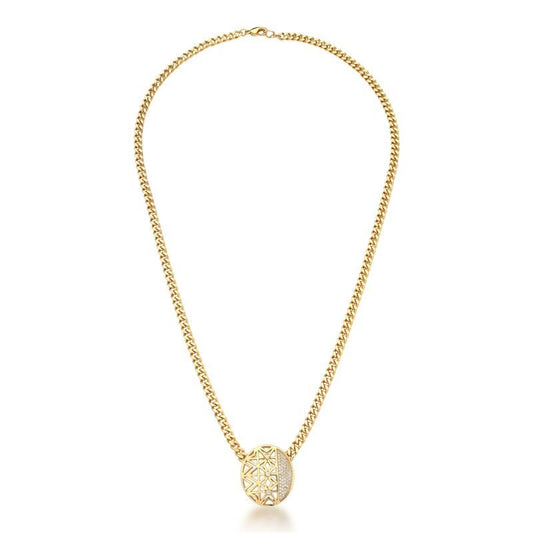 Colar Forma Nobre com pingente de zircônia, banho dourado, semijoia de alta qualidade e material antialérgico em ouro 18k-24k.