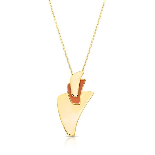 Colar esmaltado Terracota, 60cm, pingente 5x2.8cm, dourado banhado 18k-24k, semijoias de altaqualidade, tecnologia antialérgica.
