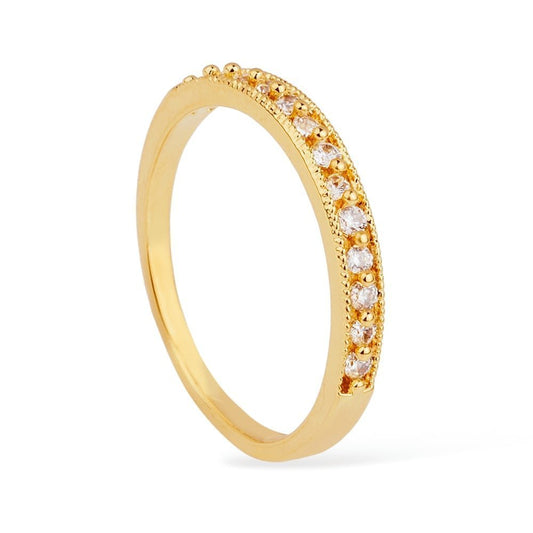 Anel Dourado Aparador de Aliança Zircônias Cravejadas